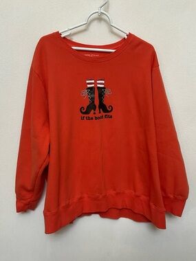 Just My Size Orange If The Boot Fits Witch Shoe Graphic Sweatshirt Size 4X